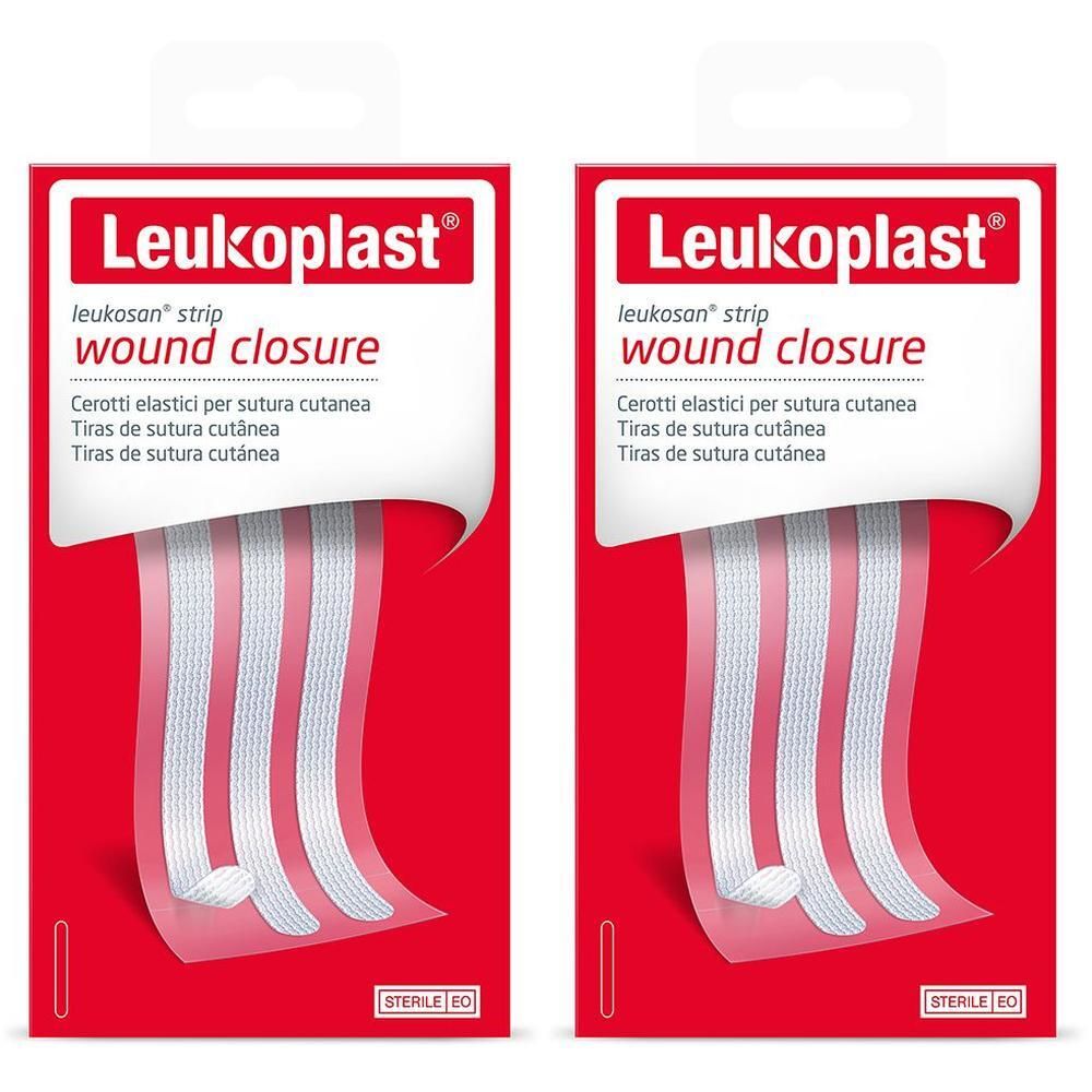 Due confezioni di cerotti per sutura cutanea Leukoplast Leukosan Strip. Cerotti sterili.