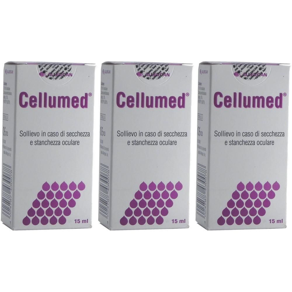 Tre confezioni di collirio Cellumed, 15 ml.