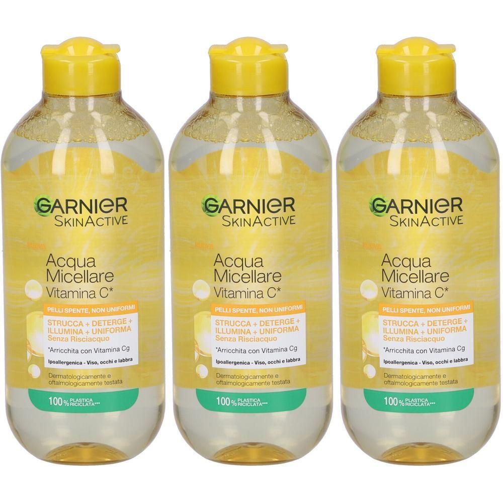Garnier SkinActive, Acqua Micellare Tutto in 1, Vitamina C, Pelli Spente e Non Uniformi, 400 ml