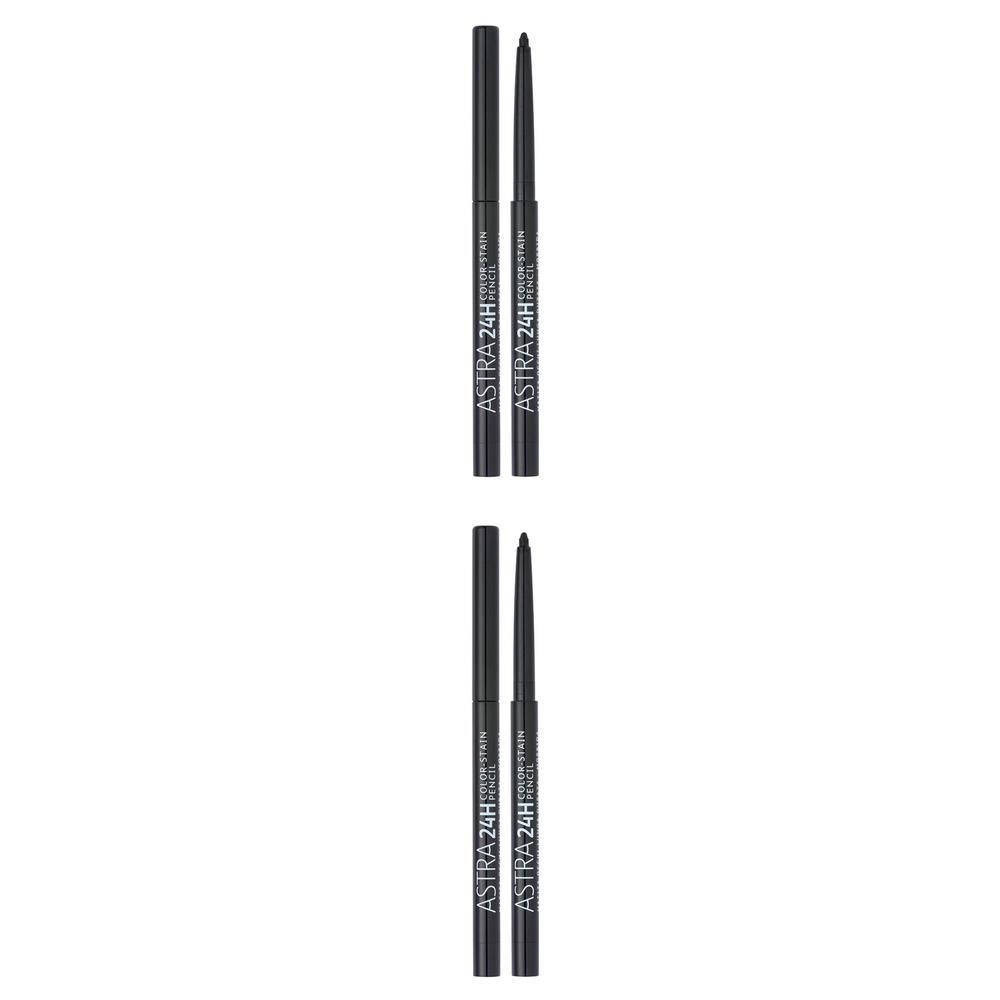 Due matite eyeliner automatiche nere con scritta "ASTRA 24H COLOR STAY".