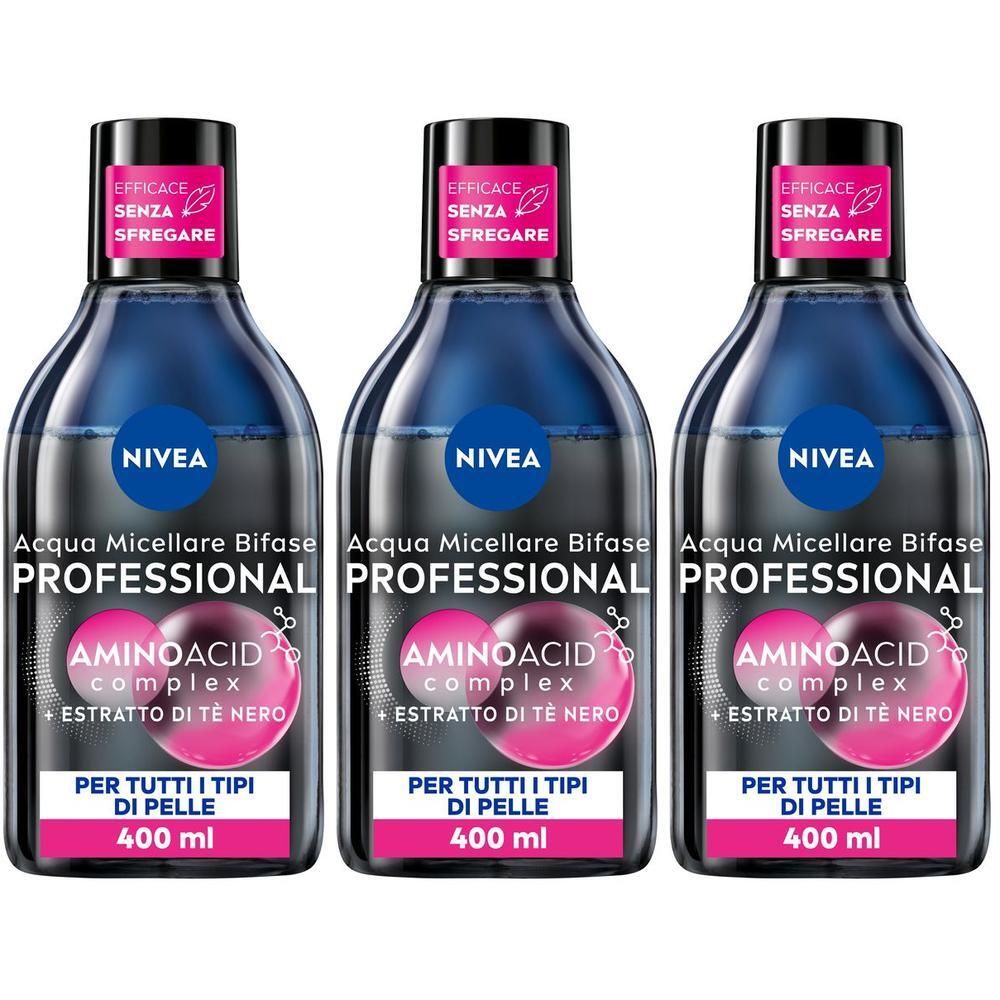 Nivea Micellair Professional Acqua Micellare Bifase 400ml, Detergente viso e occhi struccante bifase