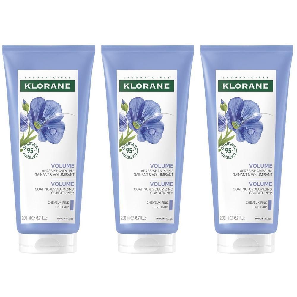 Klorane Balsamo dopo-shampoo avvolgente e volumizzante al Lino BIO 200ml - Capelli sottili, Volume naturale