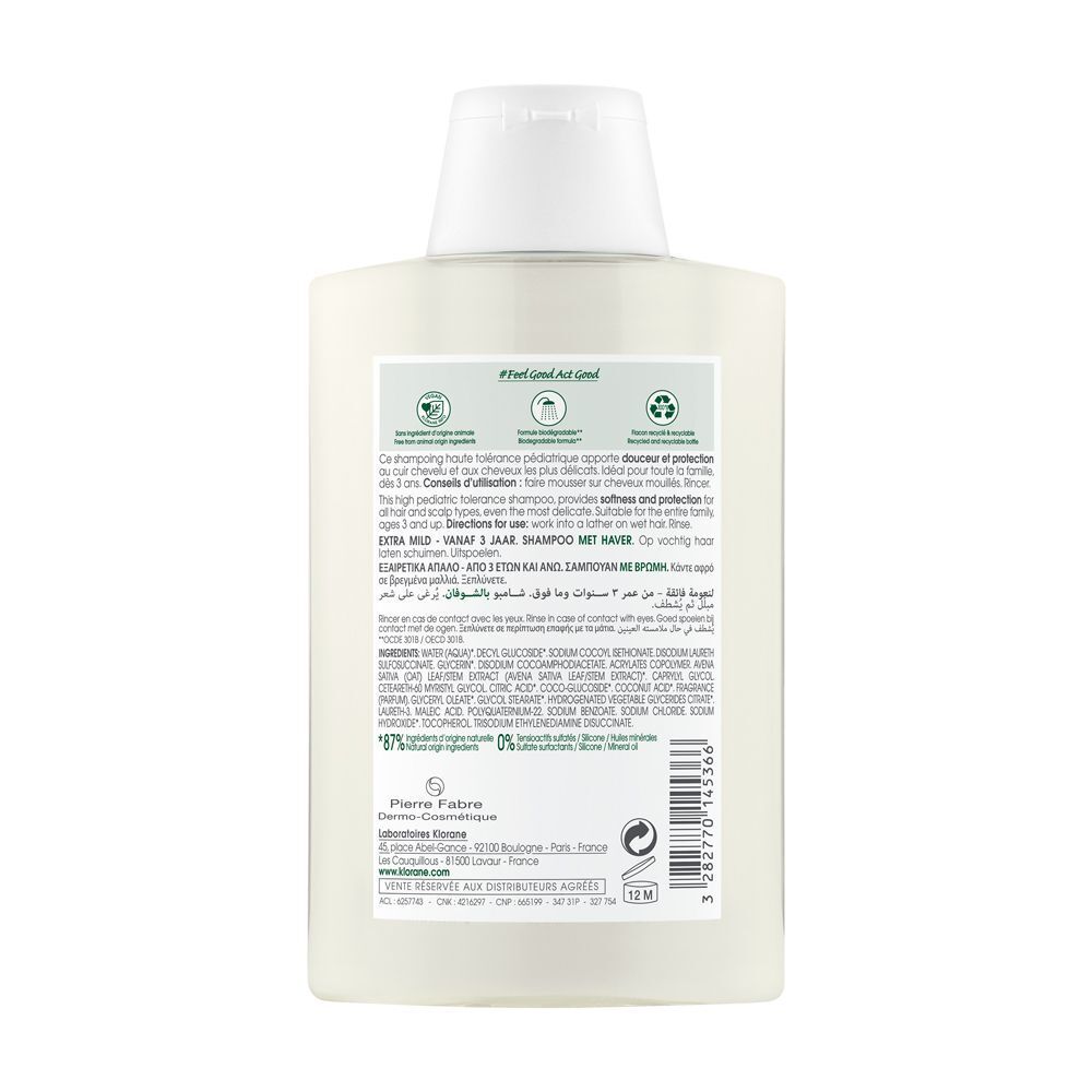 Klorane Shampoo all'Avena Extra delicato 200ml - Tutti i tipi di capelli