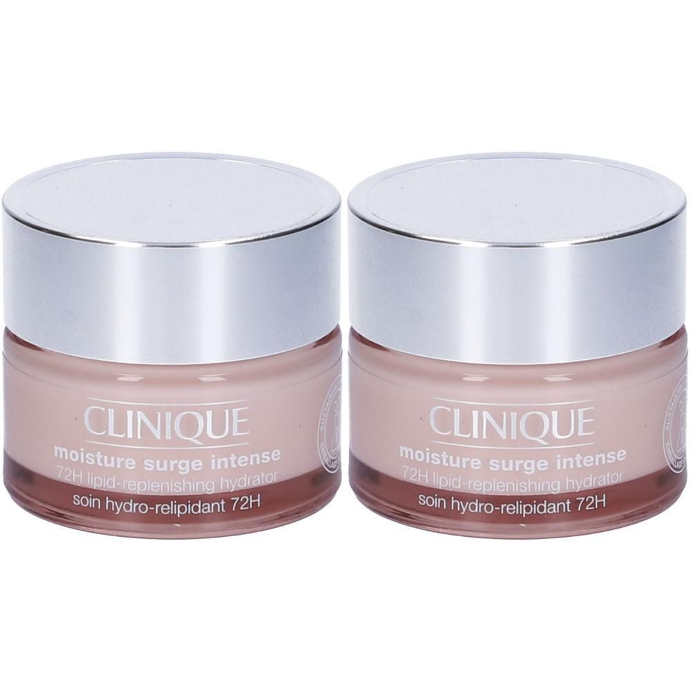 Due vasetti di crema idratante Clinique con tappi argentati.