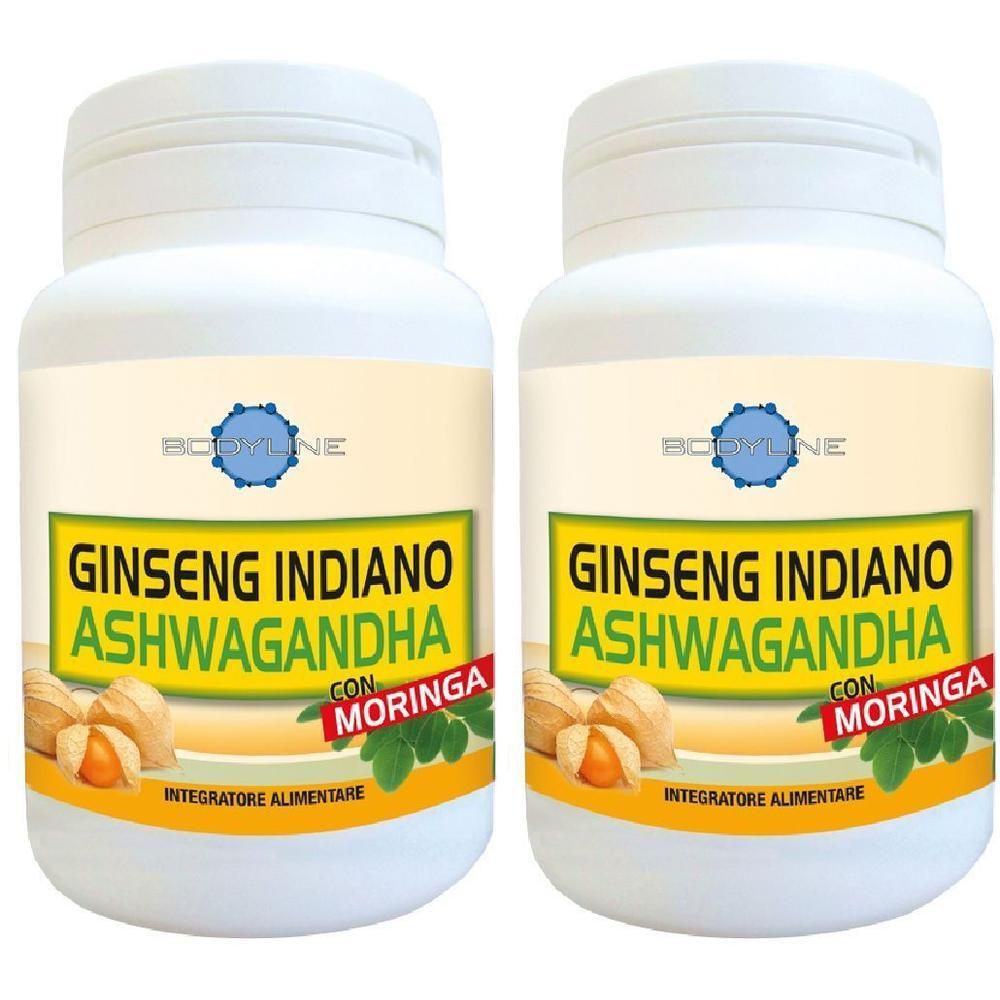 Due flaconi di Ginseng Indano Ashwagandha con Moringa. Integratore alimentare.