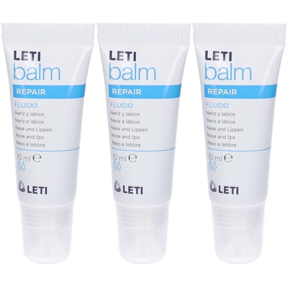 Tre tubi di LETI Balm Repair Fluido, 10 ml.