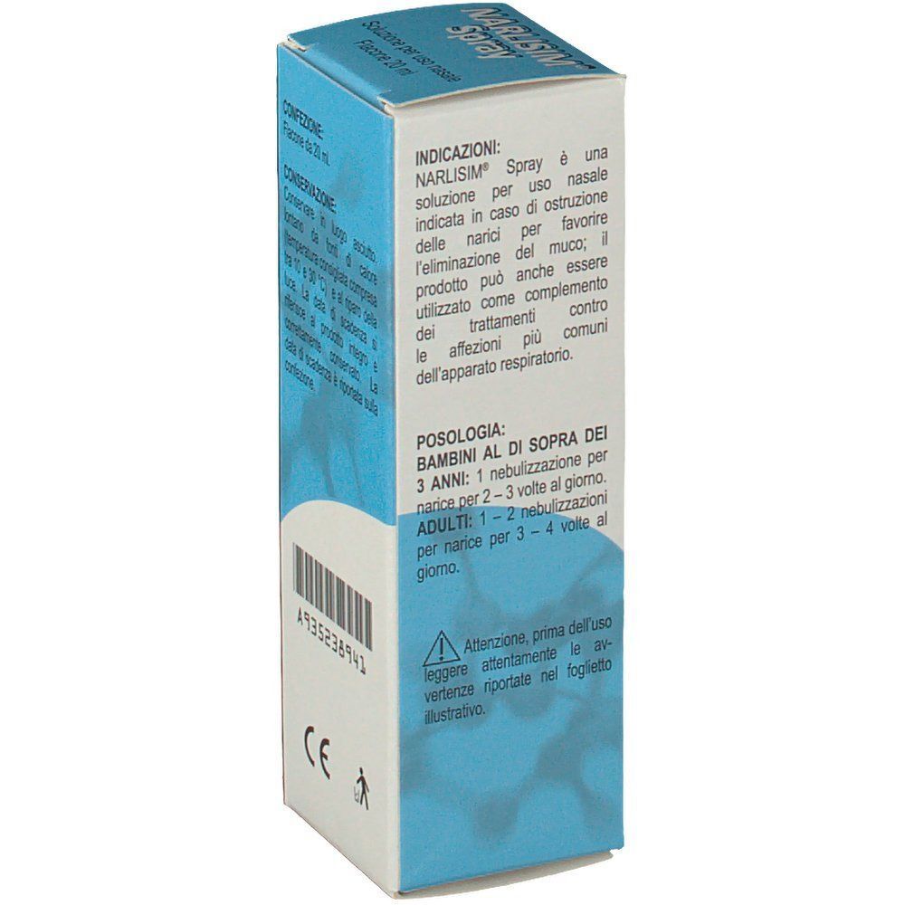 Confezione di Narlisum Spray, una soluzione nasale per alleviare la congestione nasale.