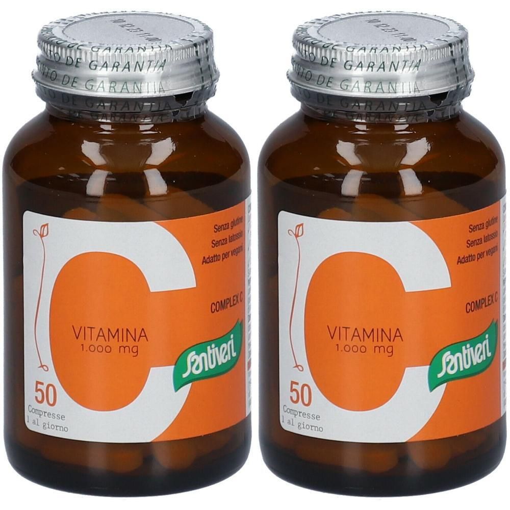Due flaconi di Santiveri Vitamina C 1000 mg, 50 compresse per flacone.