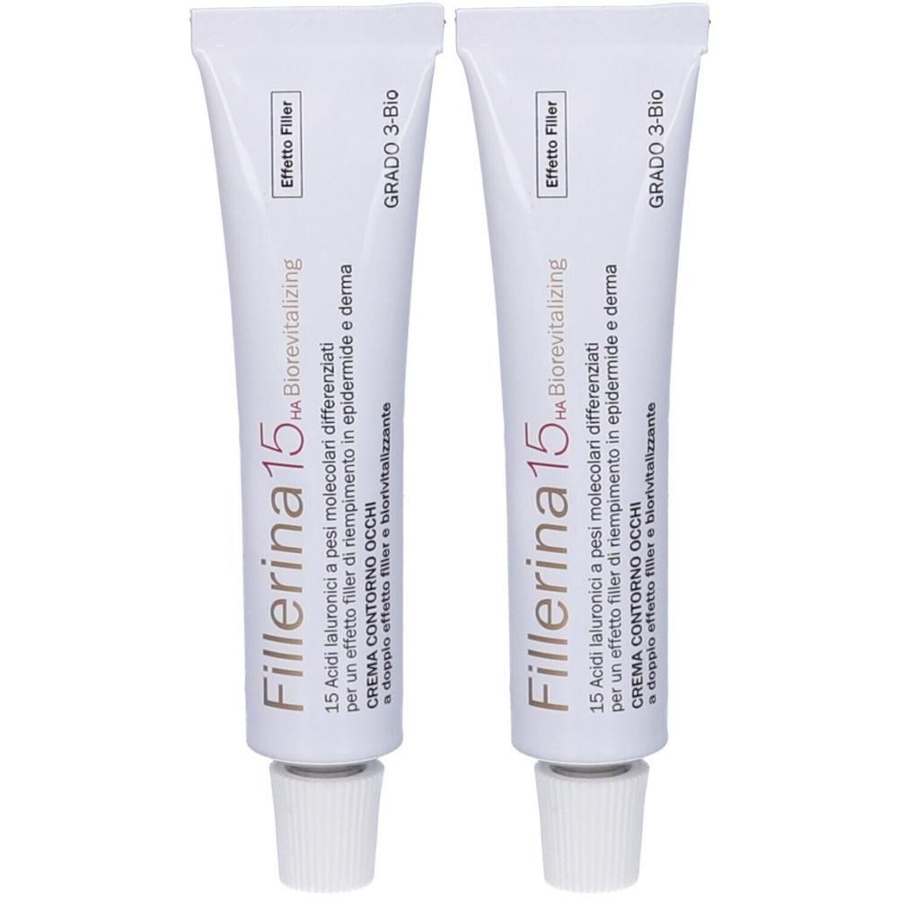 Due tubi di Fillerina 15 HA Biorevitalizing Crema Contorno Occhi, Grado 3 Bio.