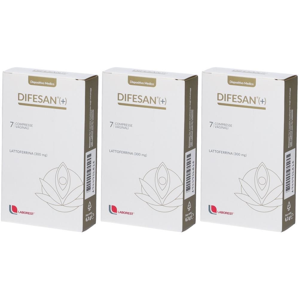 Tre confezioni di Laborest Difesan+ Compresse Vaginali, 7 per confezione. Dispositivo medico.