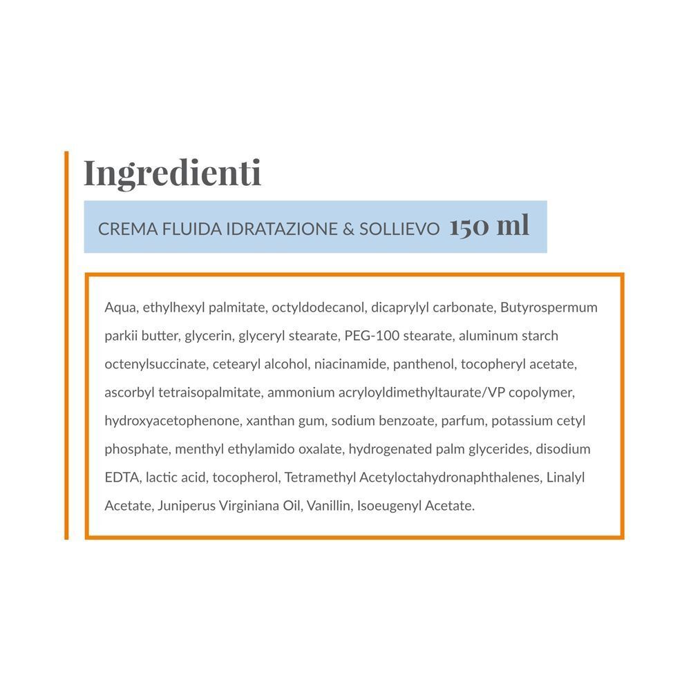 Elenco ingredienti per CAROVIT 'Crema Fluida Idratazione & Sollievo' 150 ml.