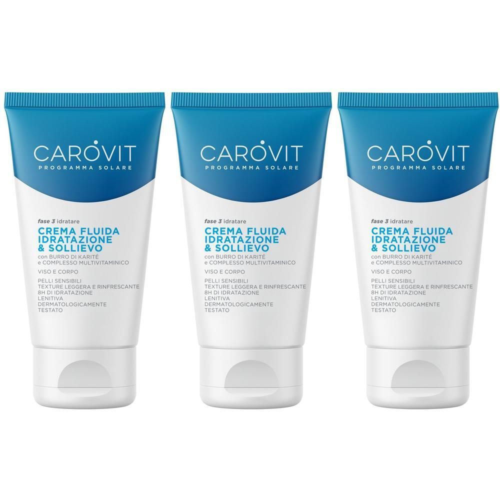 Tre tubi di crema solare CAROVIT, 100ml.