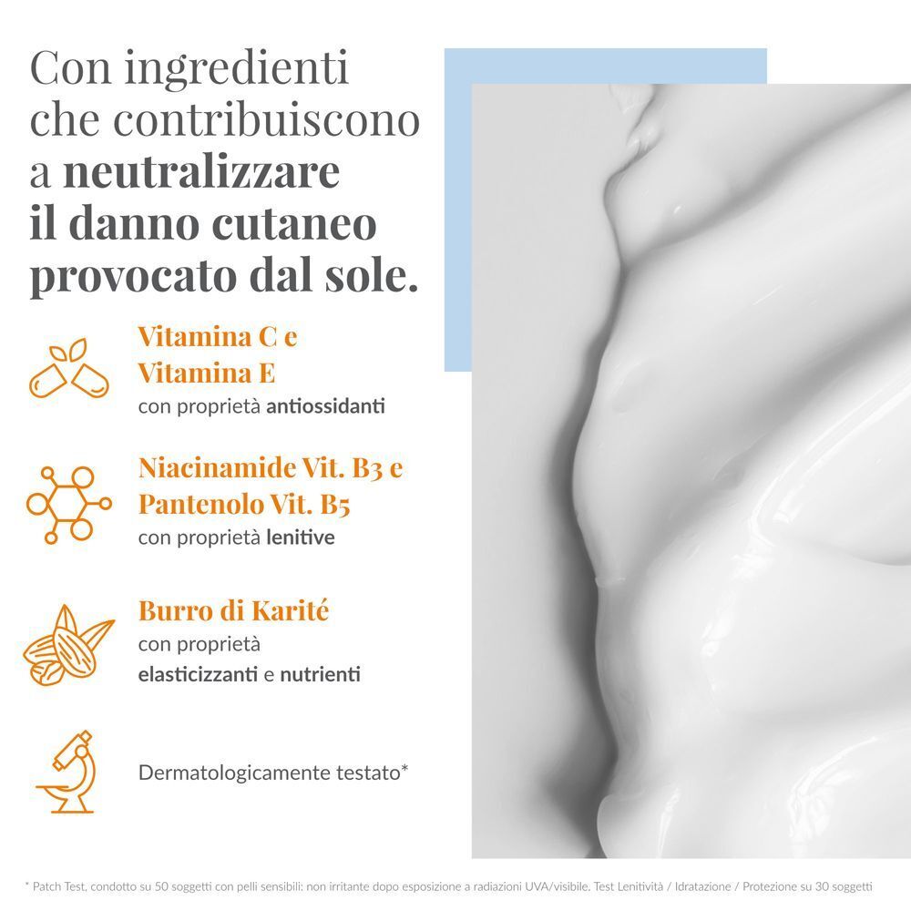 Crema solare CAROVIT con ingredienti che neutralizzano i danni del sole.