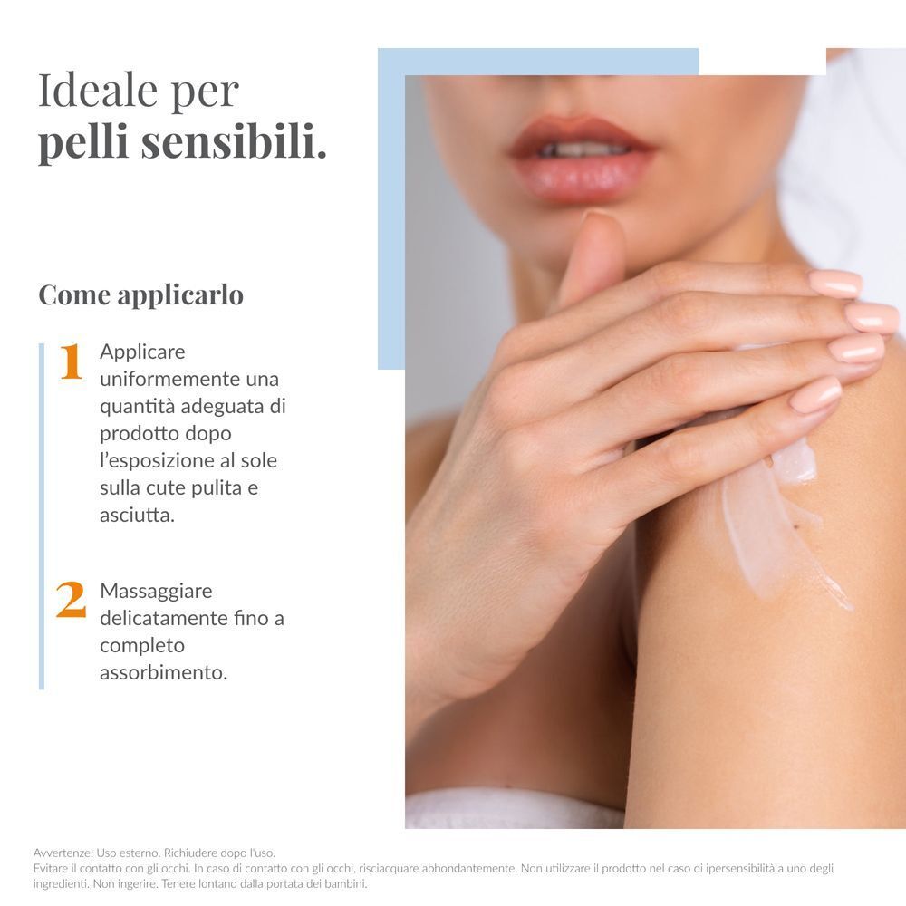 Applicazione della crema solare CAROVIT su pelle sensibile.