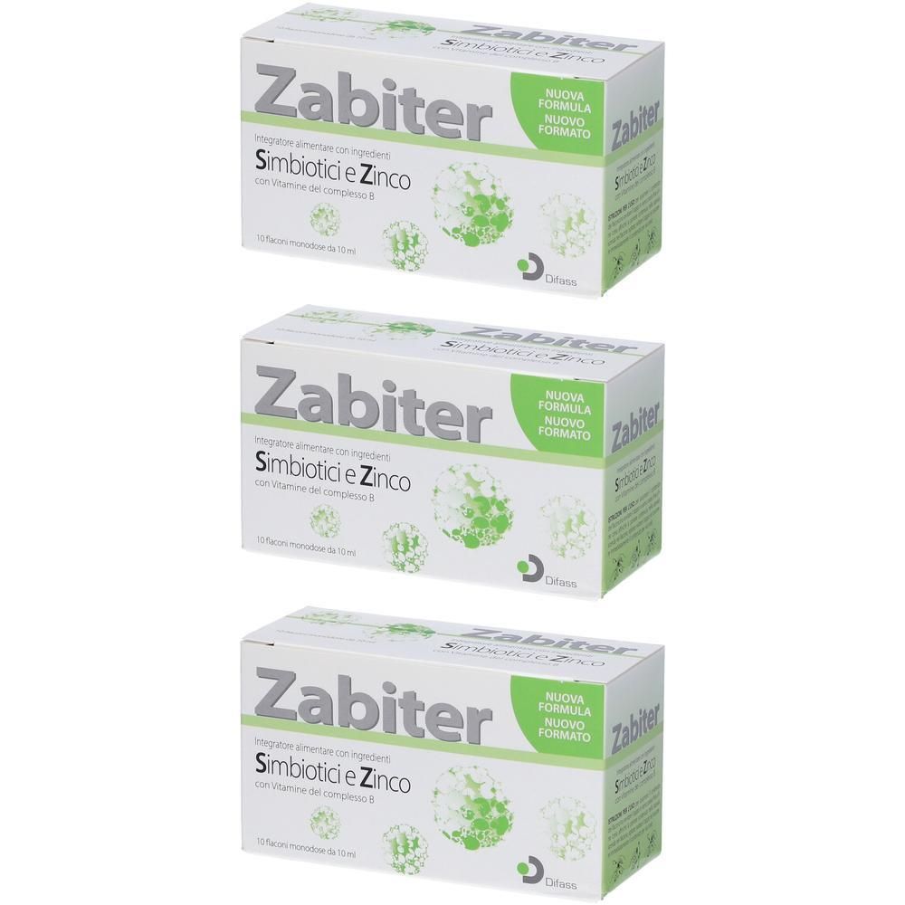 Tre confezioni Zabiter Simbiotici e Zinco, nuova formula.