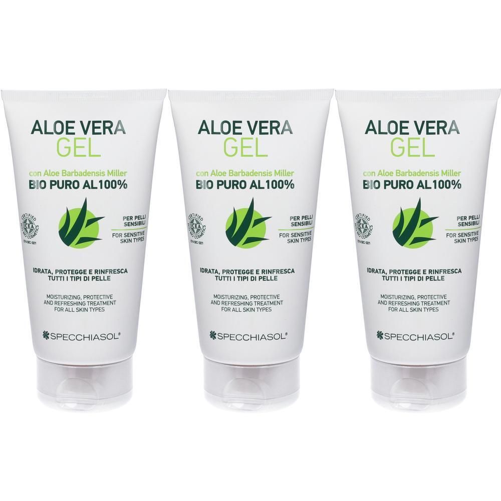 Tre tubi di gel di Aloe Vera con Aloe Barbadensis Miller, Bio Puro al 100%. Per tutti i tipi di pelle.