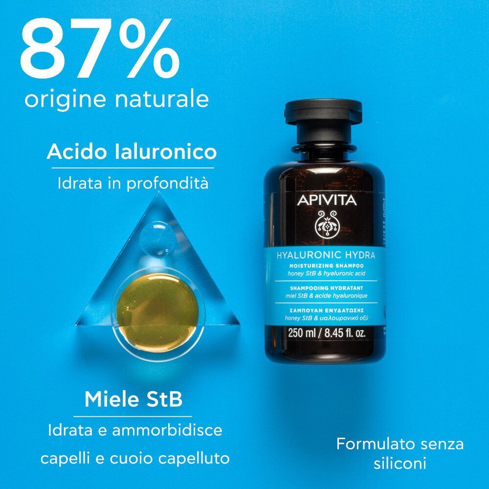 Apivita Hyaluronic Hydra Shampoo Idratante con Acido Ialuronico Anti-crespo per capelli morbidi