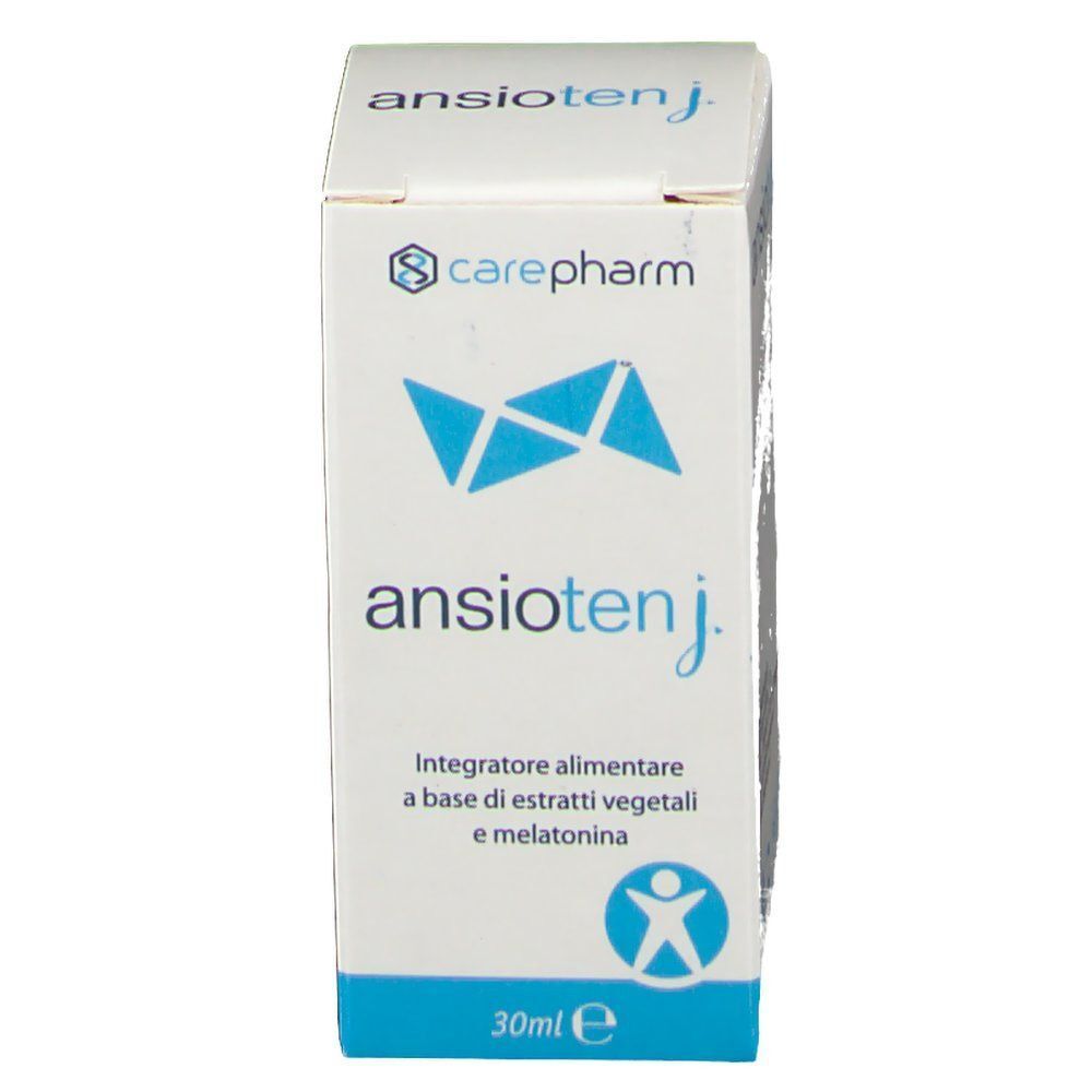 Scatola Ansioten Junior, 30ml. Fronte con nome del prodotto e logo del produttore.