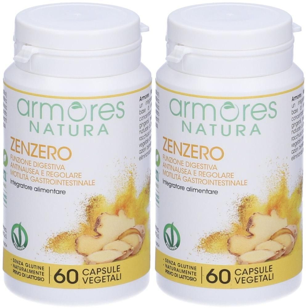 Due flaconi Armores Natura Zenzero, 60 capsule vegetali per flacone.
