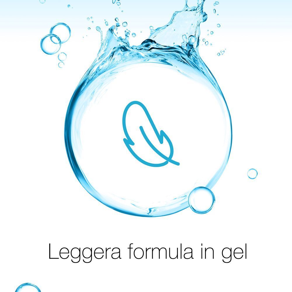 Icona: piuma. Testo: Leggera formula in gel.