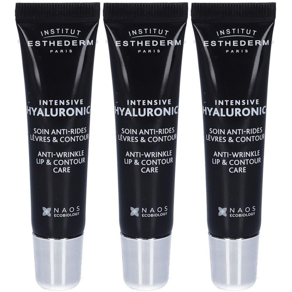 Tre tubi Institut Esthederm Paris Intensive Hyaluronic Cura Anti-rughe Labbra & Contorno.