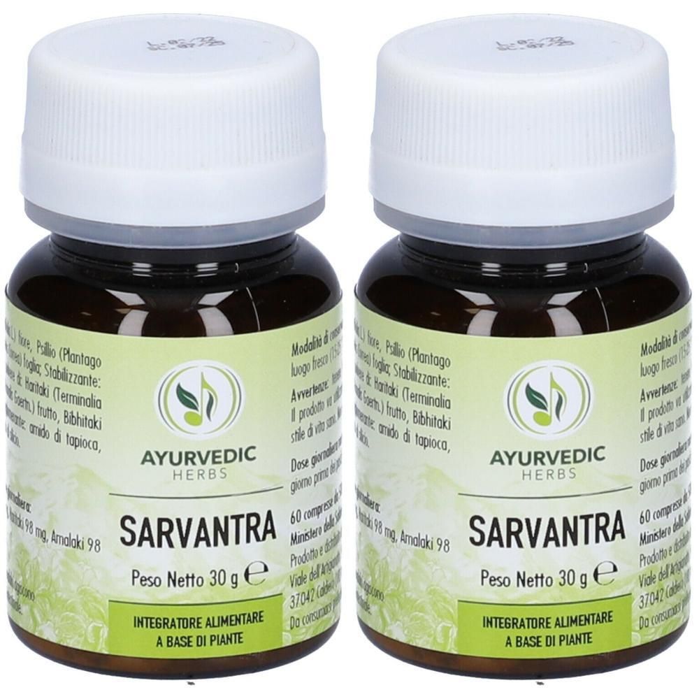 Due flaconi di integratore alimentare Sarvantra, 60 compresse per flacone, 30g.