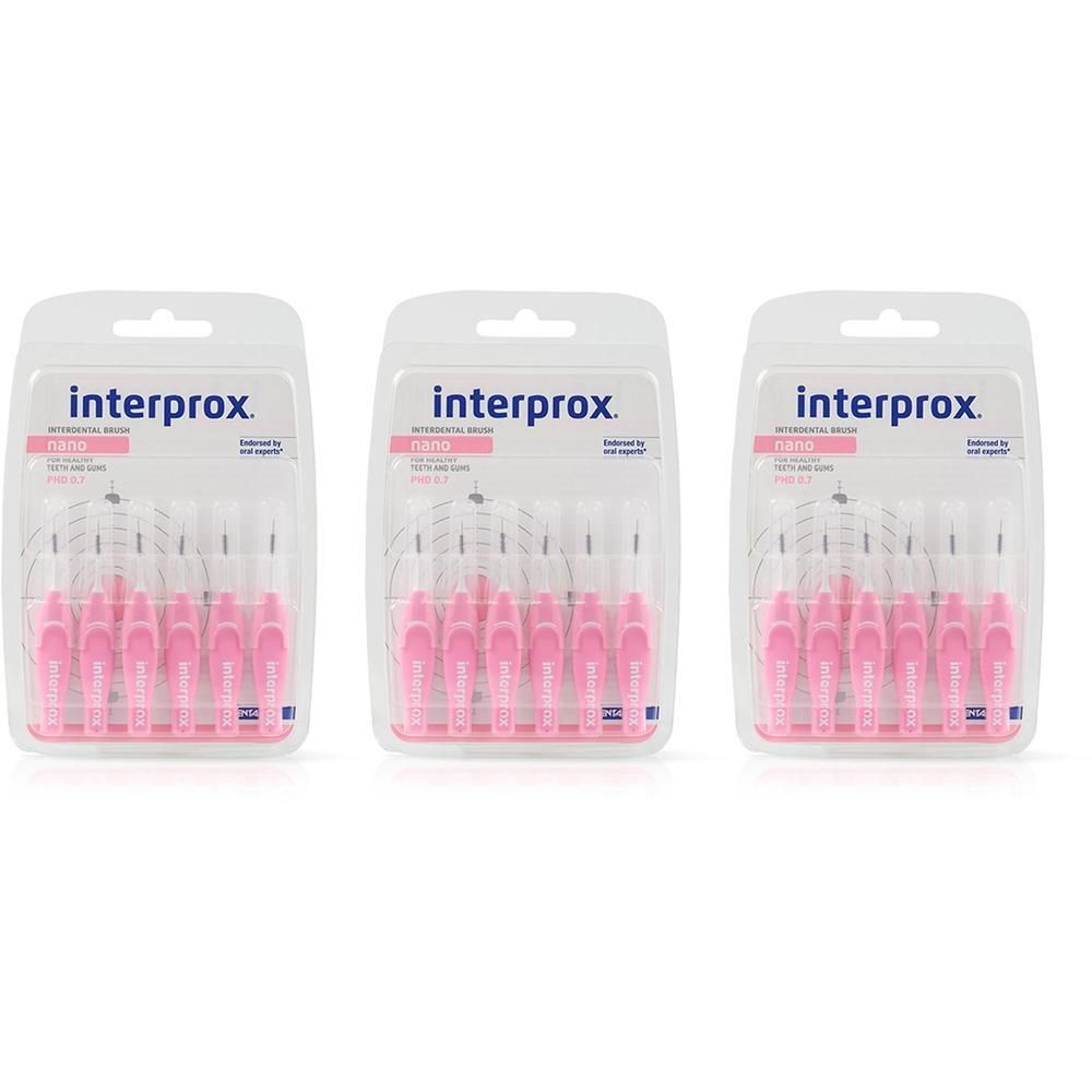 Interprox Nano 6 Scovolini Rosa, Anti-Placca e Anti-Carie per spazi interdentali più piccoli (PHD 07)