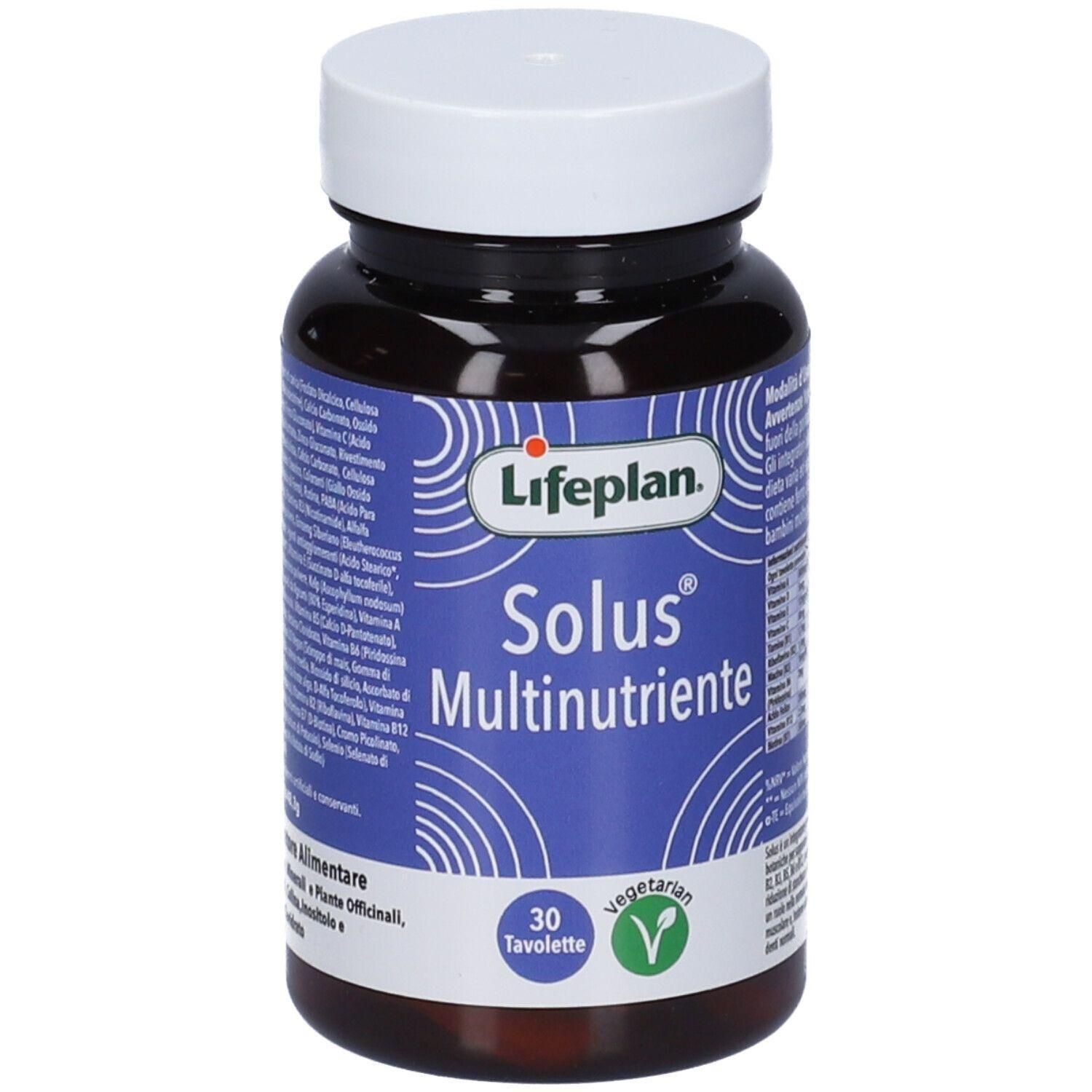 Flacone Lifeplan Solus Multinutriente da 30 tavolette vegetariane.