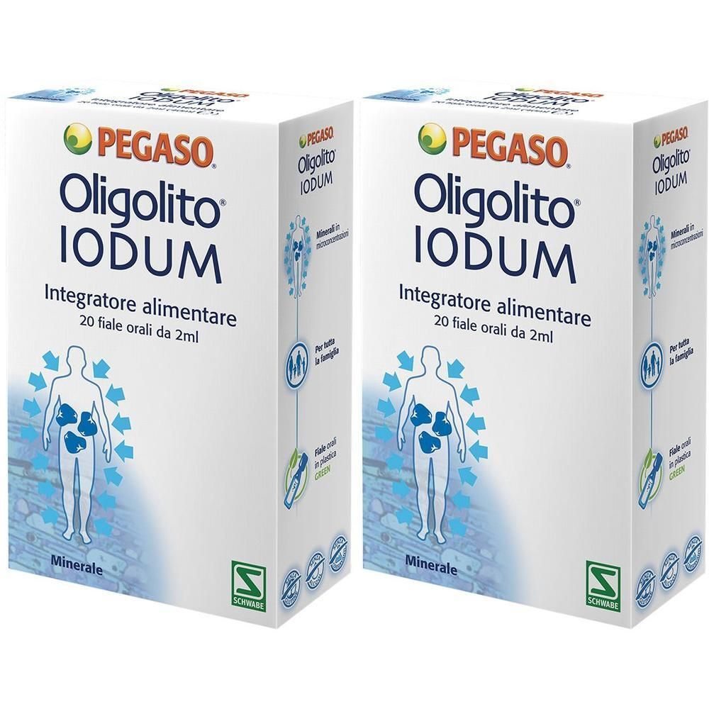 Due confezioni di Oligolito Iodum, integratore alimentare, 20 fiale da 2ml.
