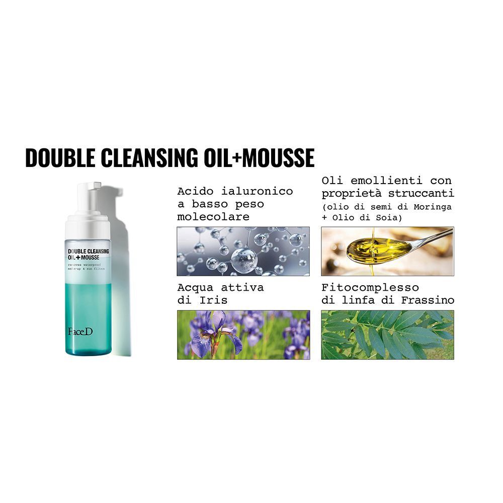 Face D Doppia Detersione Olio Struccante + Mousse Detergente - Detergente Viso