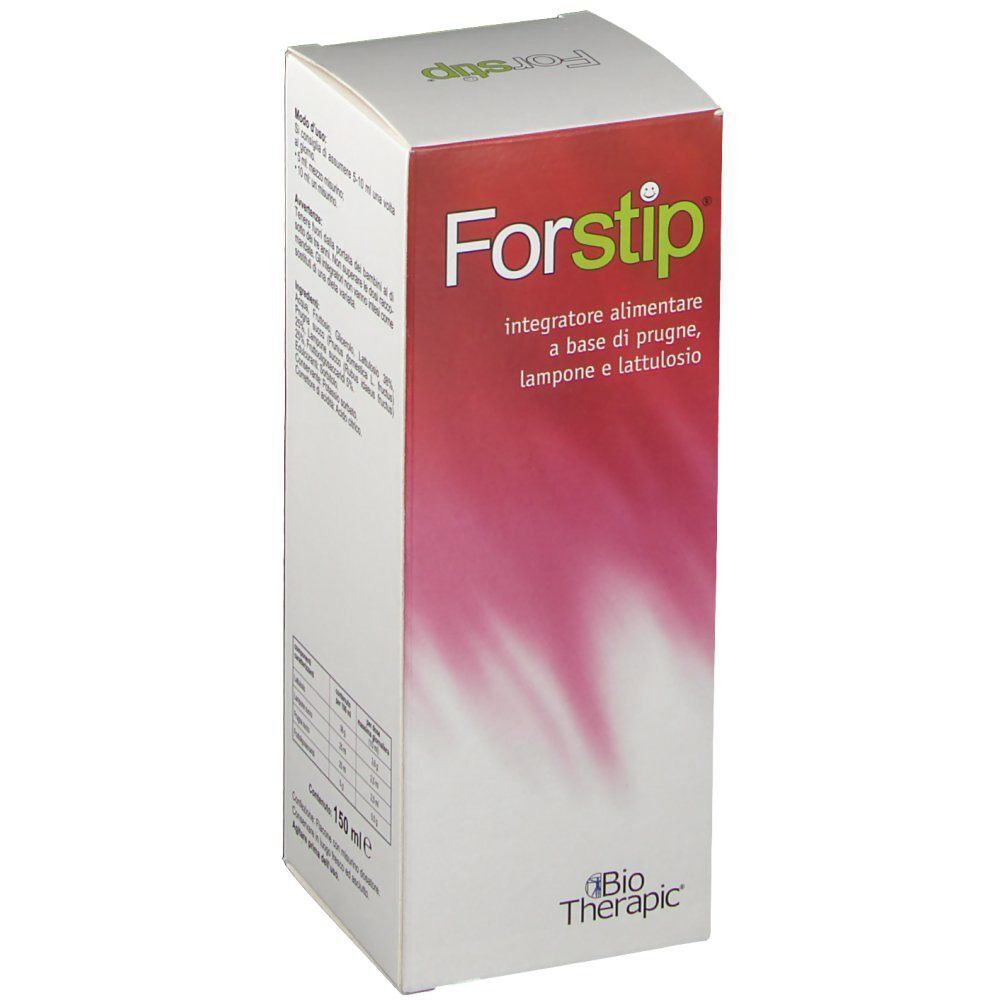 Una scatola Forstip, integratore alimentare liquido a base di estratti di prugna, lampone e lattulosio.