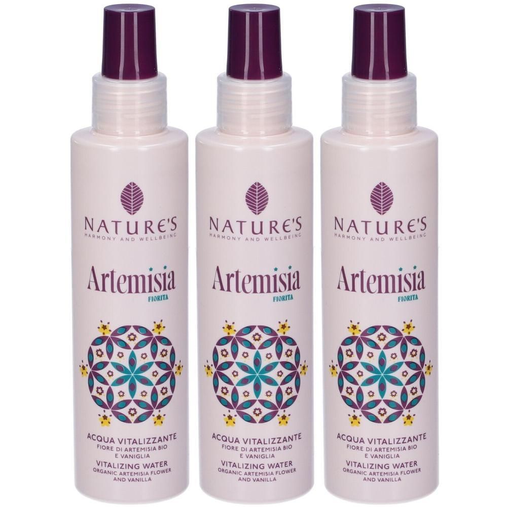 Tre flaconi Nature's Acqua Vitalizzante Artemisia Fiorita con erogatore spray.