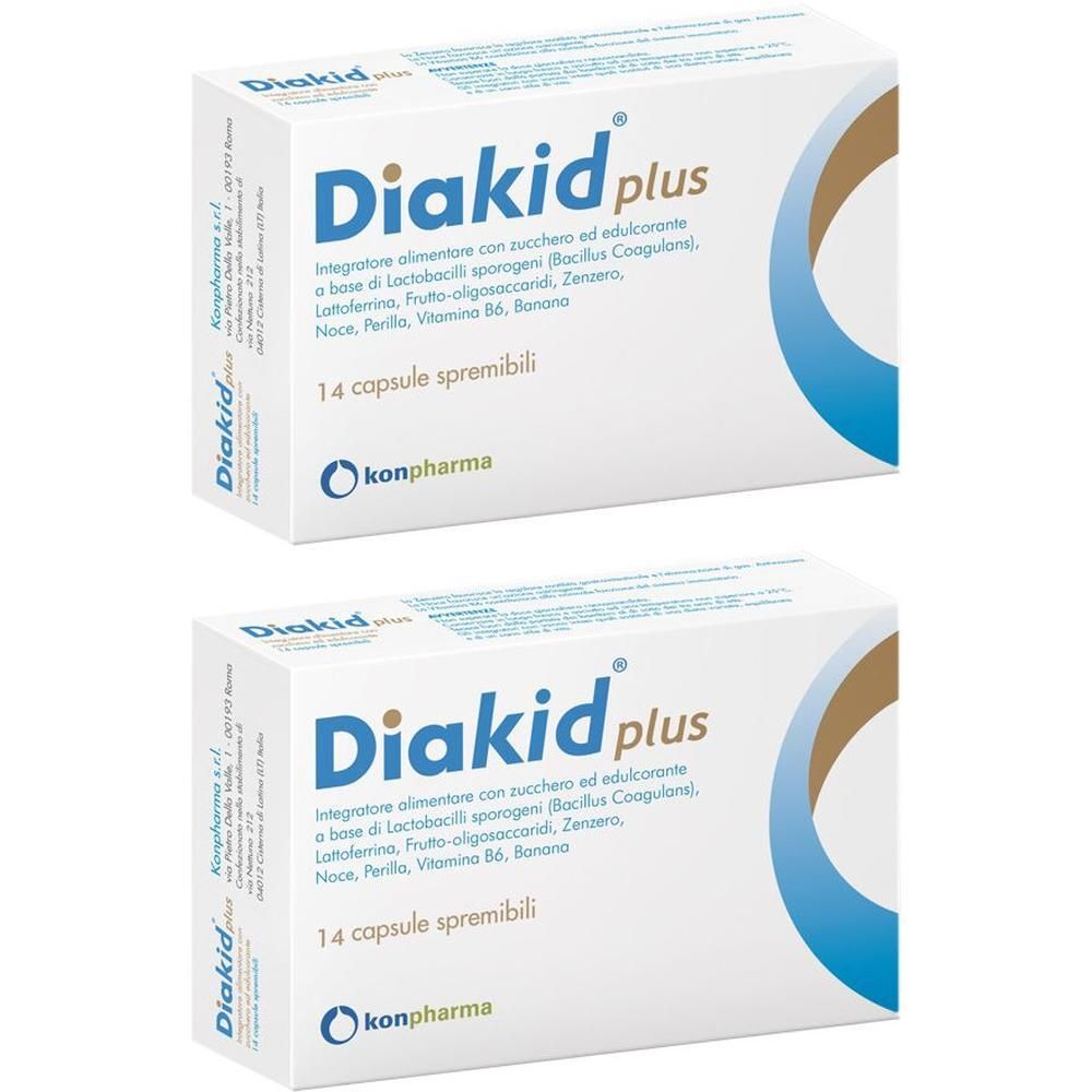 Due confezioni di Diakid plus, 14 capsule spremibili per confezione.