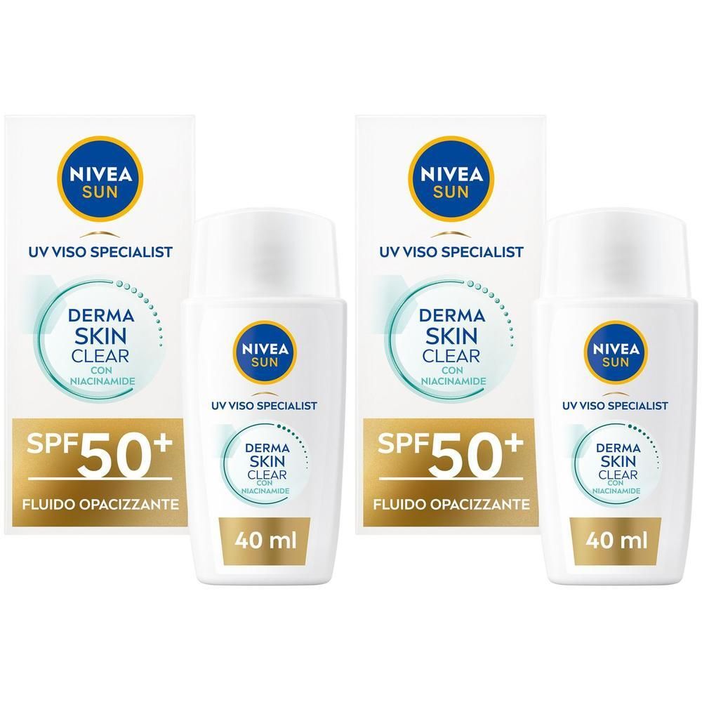 Nivea Sun Uv Viso Derma Skin Clear FP50+ 40 ml, Crema solare viso anti-imperfezioni con Niacinamide