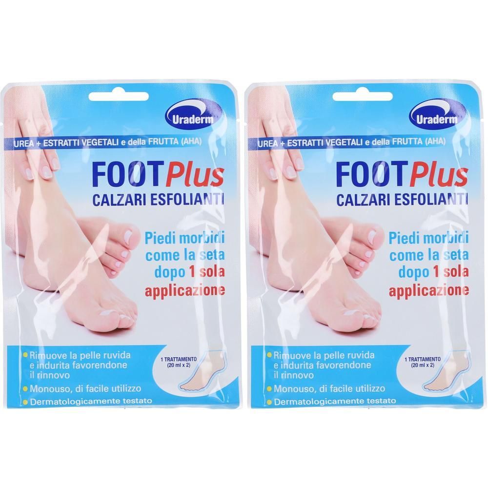 Due paia di calze esfolianti Uraderm Foot Plus. Per piedi morbidi come seta dopo una sola applicazione.