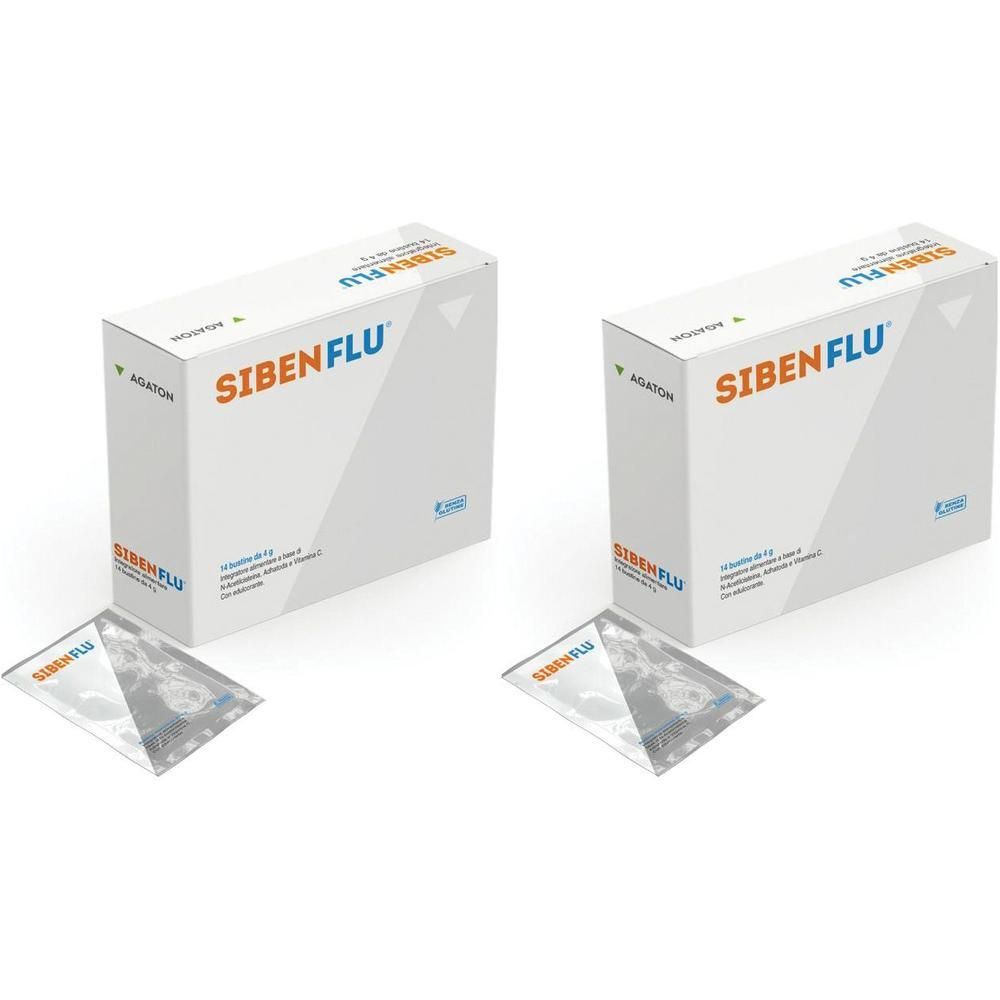 Due scatole di Sibenflu, ciascuna con una bustina sigillata.