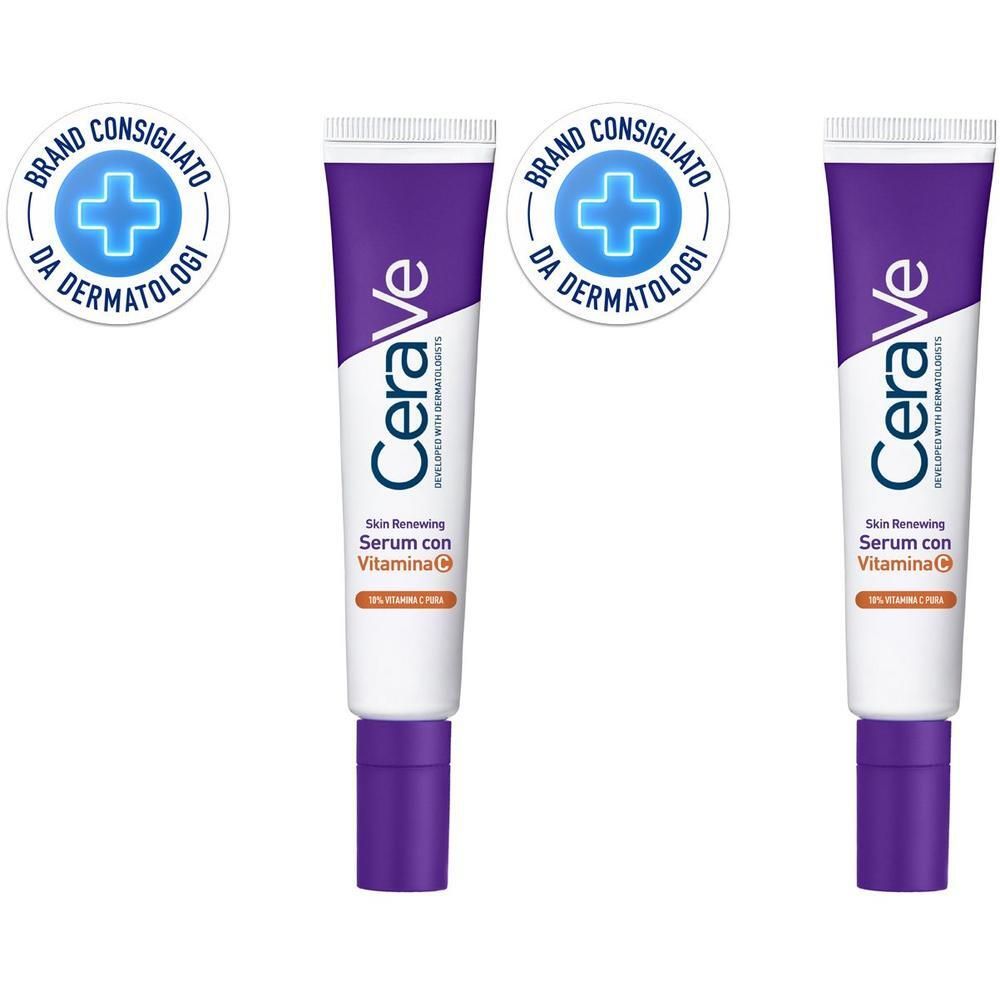 CeraVe Skin Renewing Siero Vitamina C, Con 10% Vitamina C Pura, 3 Ceramidi Essenziali, Acido Ialuronico e Vitamina B5, Per i Primi Segni dell'Età, 30 ml