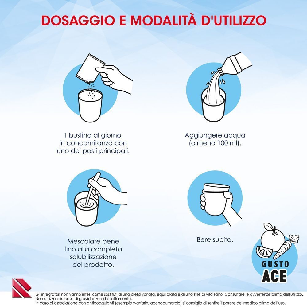 Istruzioni per preparare Proctolyn Integra Plus Forte: sciogliere il bustina in acqua e bere.