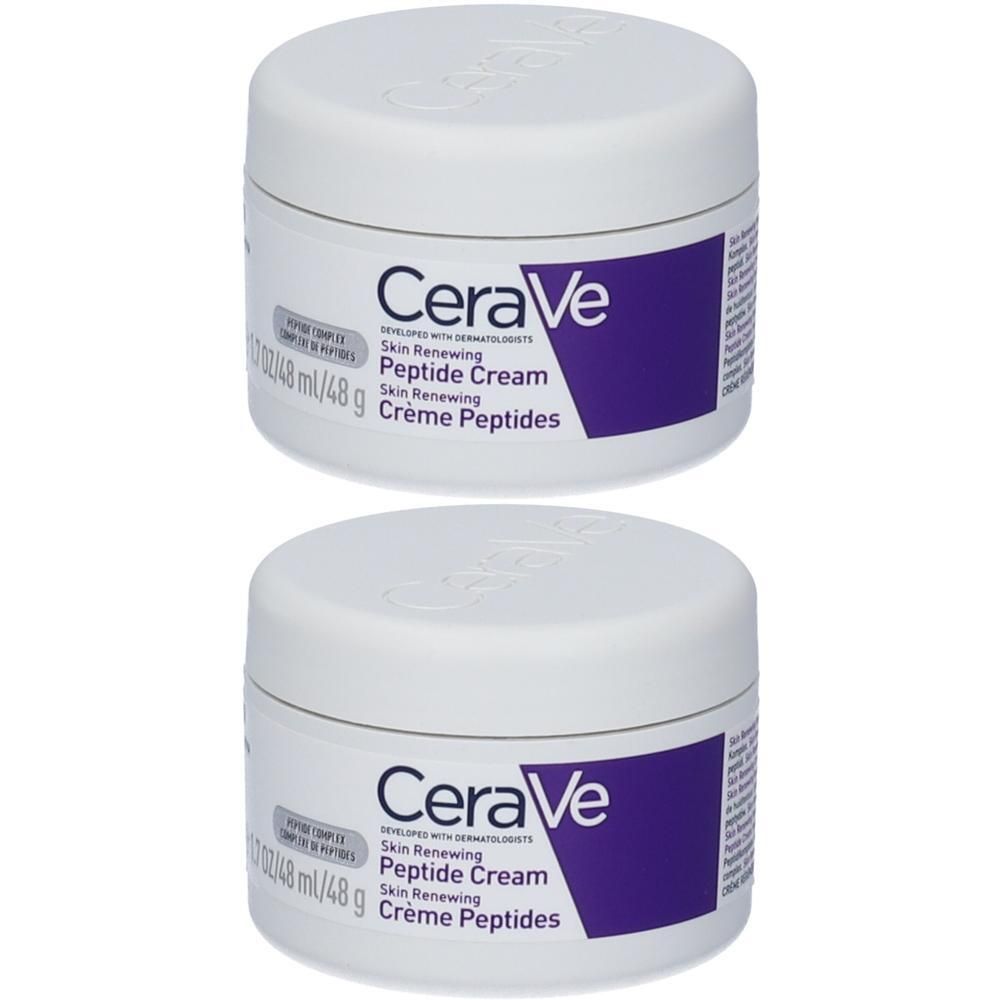 Due vasetti di CeraVe Skin Renewing Peptide Cream.