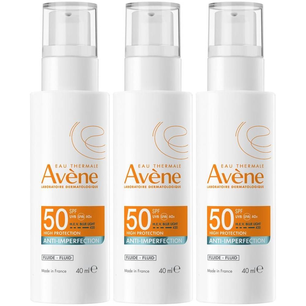 Eau Thermale Avène Fluido anti-imperfezioni - Alta protezione solare SPF 50 - Viso