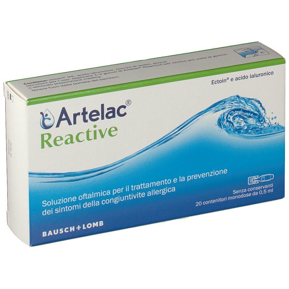 Confezione di collirio Artelac Reactive, 20 contenitori monodose.