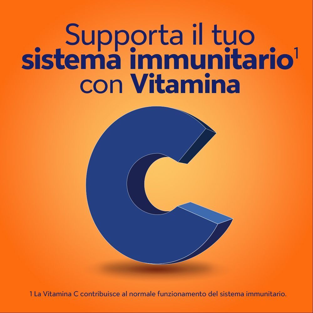 Grande 'C' stilizzata per la Vitamina C che supporta il sistema immunitario.