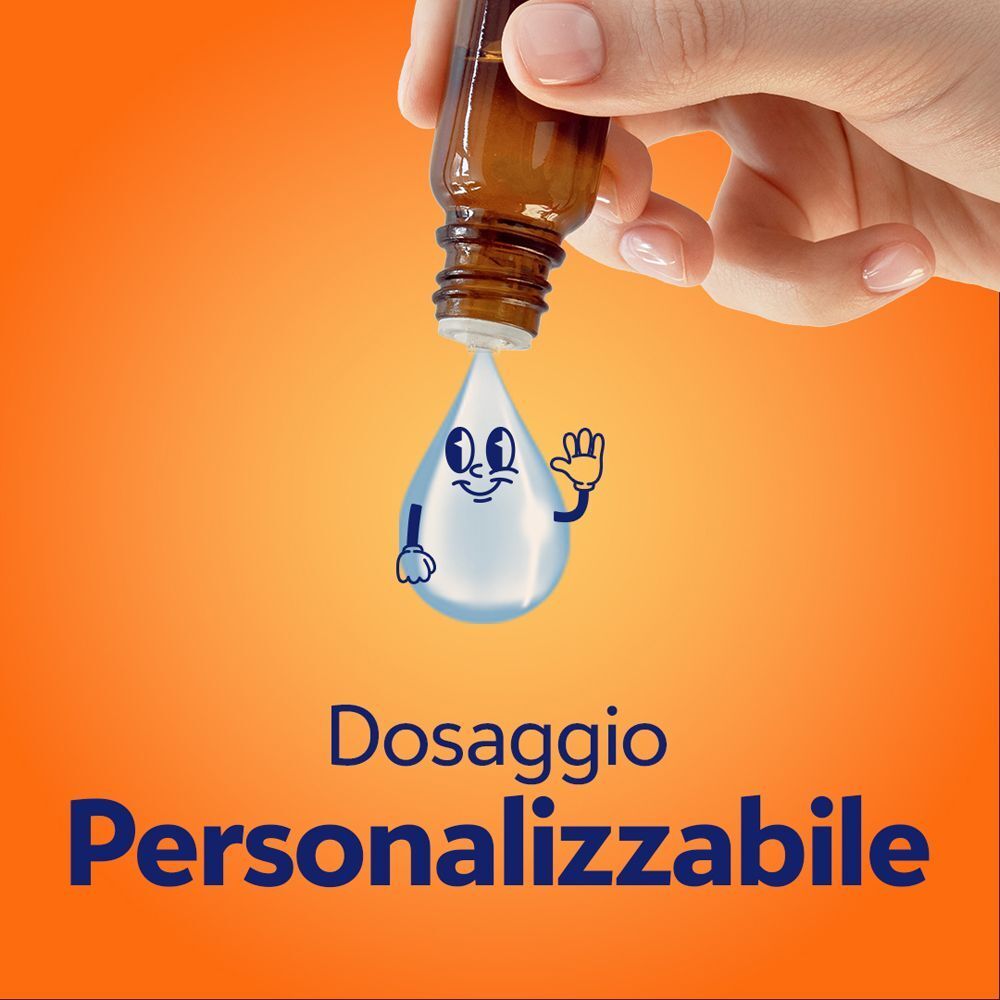 Goccia che cade da un flacone, dosaggio personalizzabile.