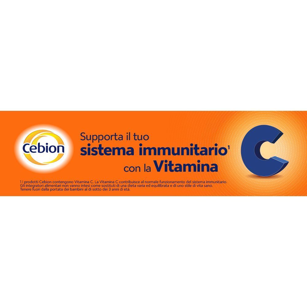 Logo Cebion, supporta il sistema immunitario con Vitamina C.