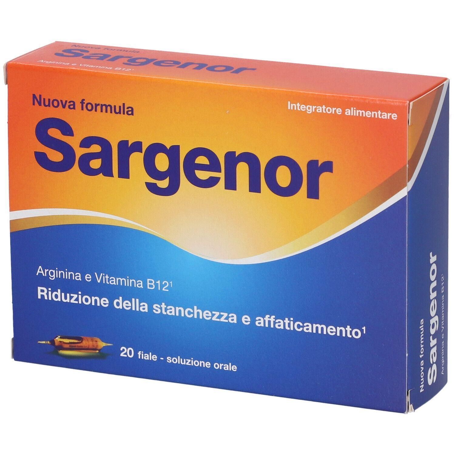 Sargenor Fiale: Confezione da 20 flaconcini, Arginina e Vitamina B12.