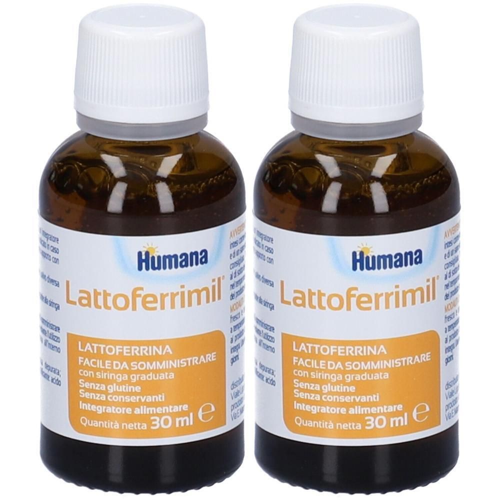Due flaconi di Lattoferrimil da 30 ml ciascuno.