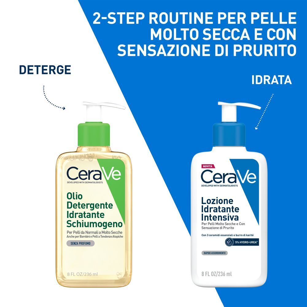 Detergente oleoso e lozione CeraVe.