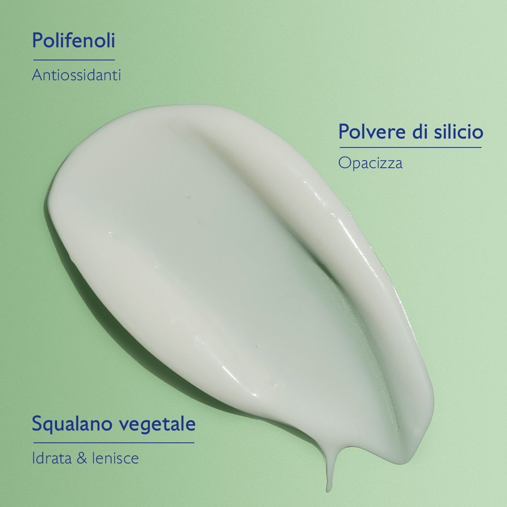 Fluido Caudalie Vinopure: Polifenoli (antiossidante), polvere di silicio (opacizzante), squalano vegetale (idratante).
