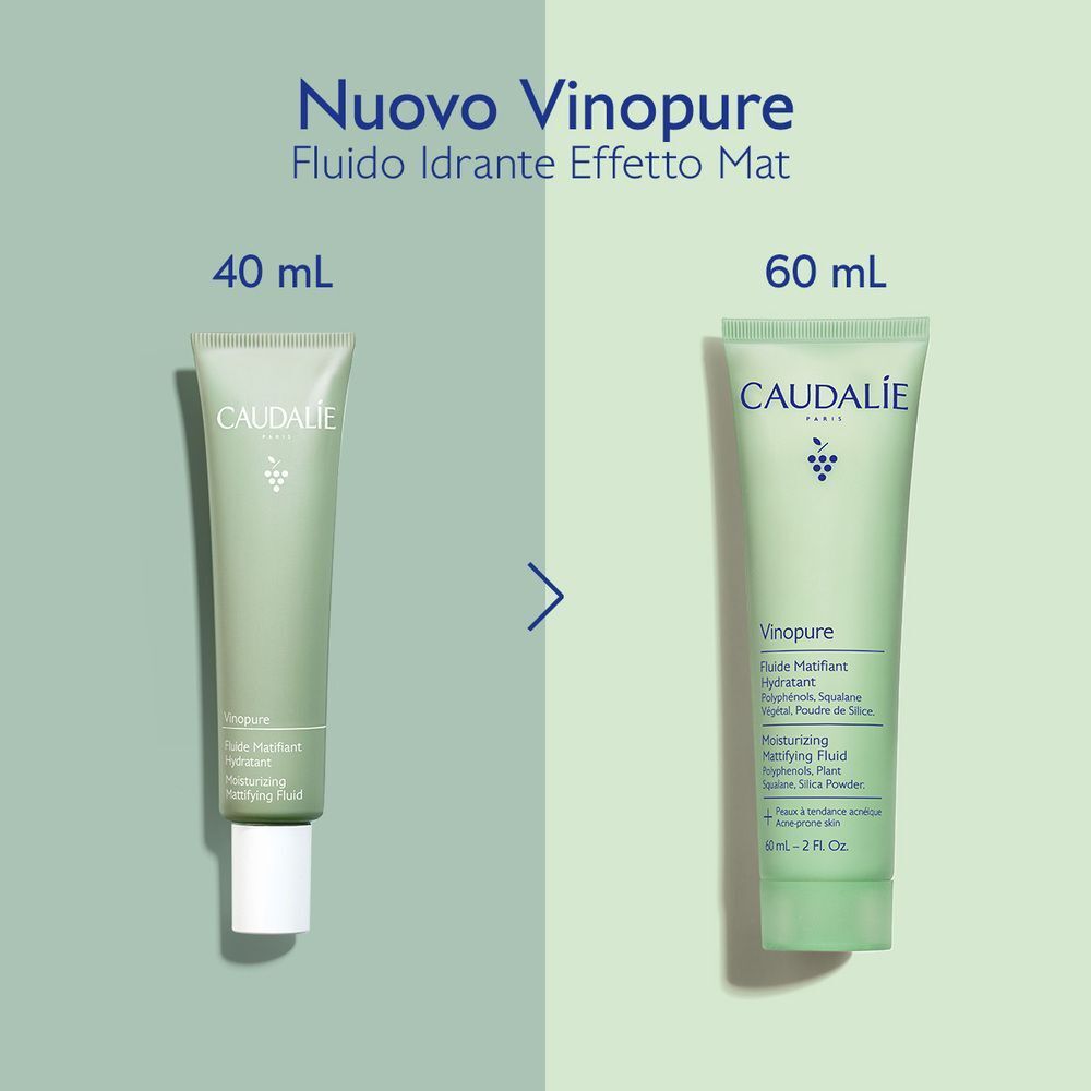 Confronto tra Caudalie Vinopure Fluido Idratante da 40 ml e 60 ml.
