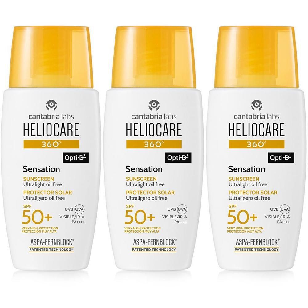 Tre confezioni di protezione solare Heliocare 360° Sensation con SPF 50+.